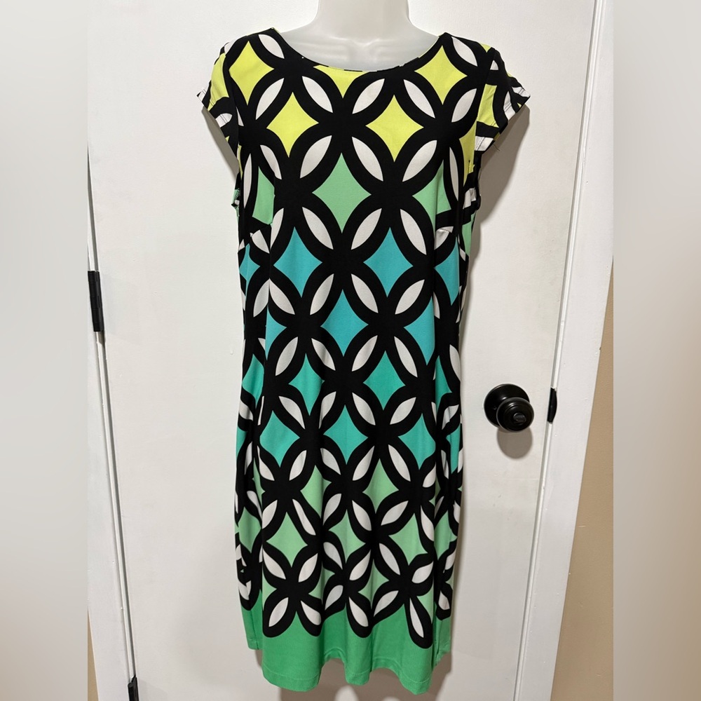 Madison Leigh Black and Green Dress-#1048